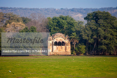 Rajbagh Lake and Maharaja of Jaipur's Hunting Lodge in Ranthambhore National Park, Rajasthan, Northern India