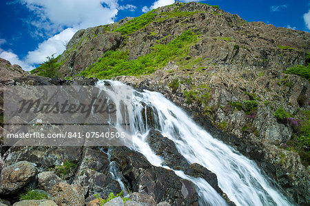 Lakeland countryside and waterfall ghyll at Easedale in the Lake District National Park, Cumbria, UK