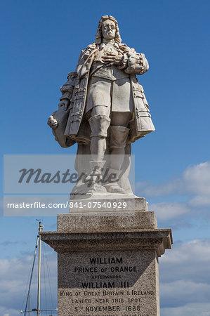 William III statue, Brixham, Devon, England, United Kingdom, Europe