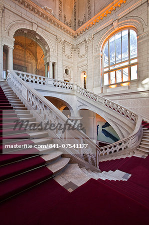 The staircase inside the Hotel de Ville (Town Hall)l of Tours, Indre et Loire, Centre, France, Europe