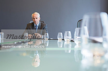 Businessman sitting at meeting table