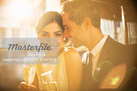 Couple having champagne together