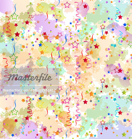 Illustration confetti holiday background, grunge colorful backdrop - vector