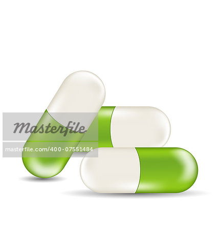 Illustration set medical capsule isolated on white background - vector