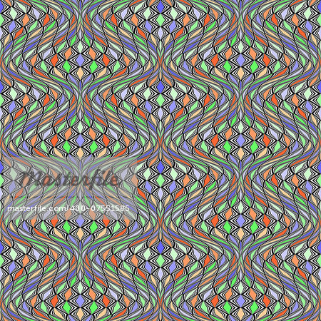 Design seamless colorful mosaic pattern. Abstract distortion textured twisted background. Vector art