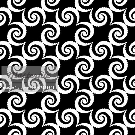 Design seamless monochrome spiral movement pattern. Abstract whirl background. Vector art