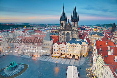 Image of Prague, capital city of Czech Republic, during sunset.