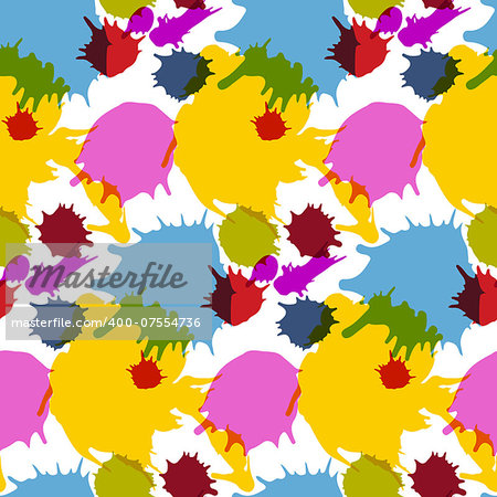 Seamless background of colored ink blots. The illustration contains transparency and effects.