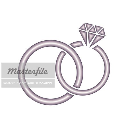 Vector wedding rings icon on white background