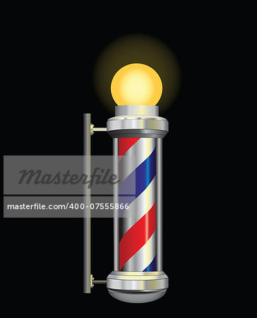 Symbol for a barber night with lamp. Vector illustration.