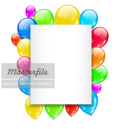 Illustration birthday card with colorful balloons with space for text - vector