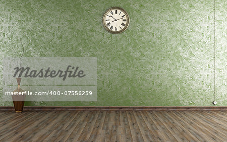 Vintage room with Venetian plaster wall in green - rendering