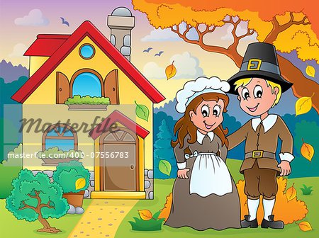Thanksgiving pilgrim theme 5 - eps10 vector illustration.