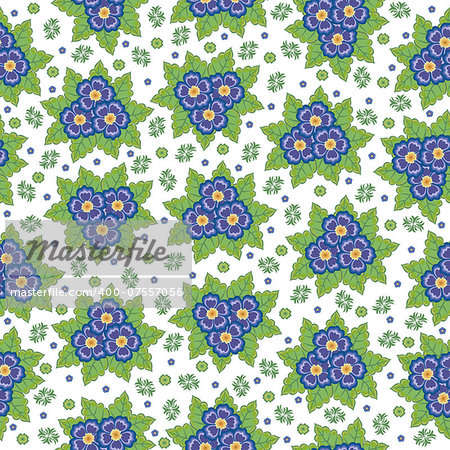 Illustration of seamless floral background in lilac, blue, and green colours