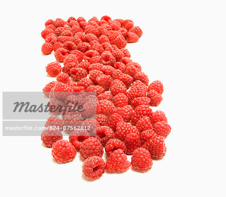 Close Up Of Raspberries On White Background