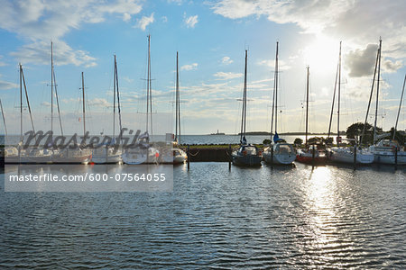 Marina with sailboats, Harbour at Orth, Schleswig-Holstein, Baltic Island of Fehmarn, Baltic Sea, Germany