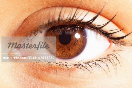 Extreme close up of brown eyes