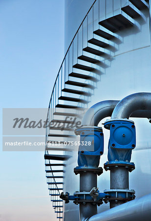 Stairs winding around silage storage tower