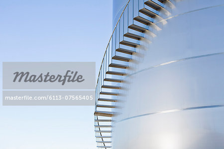 Stairs winding along silage storage tower