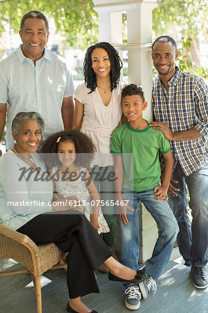 Portrait of smiling multi-generation family outdoors