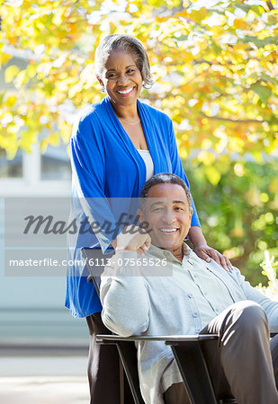 Portrait of smiling senior couple outdoors