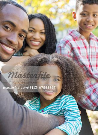 Close up portrait of smiling family