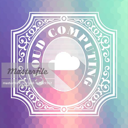 Cloud Computing. Vintage design. Color Flow Hexagonal Background.