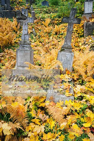 Autumn at old cemetery in Vilnius, Lithuania