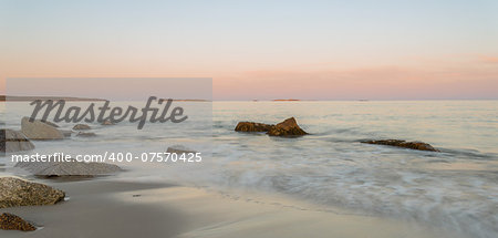 Panoramic view of ocean beach (Crystal Crescent Beach, Nova Scotia, Canada)