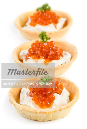 Caviar snacks isolated on white background
