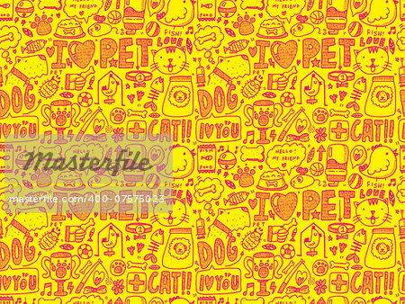 seamless doodle pet pattern