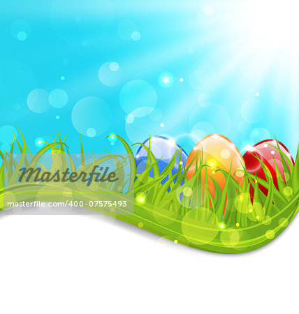 Illustration april card with Easter set colorful eggs  - vector