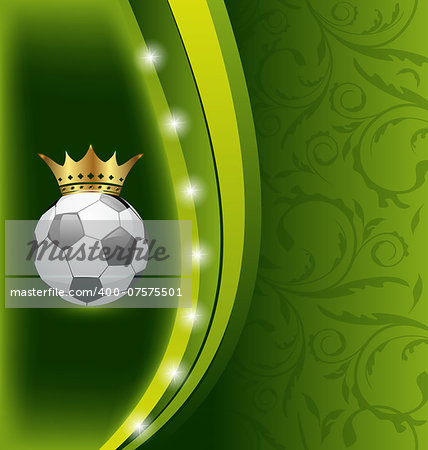 Illustration football card with ball and crown - vector