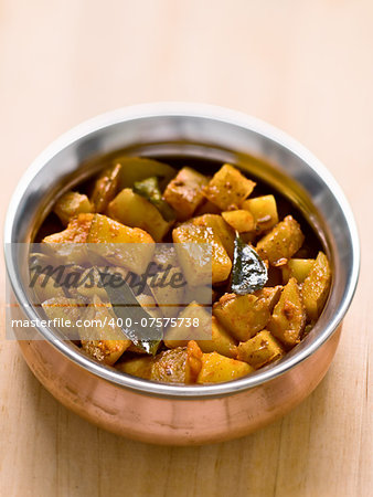 close up of a bowl of vegetarian indian masala potato curry