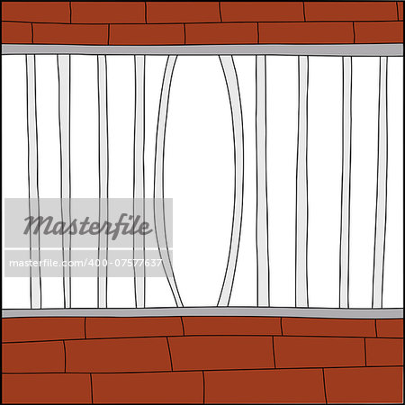 Bent bars of hand drawn cage with white background