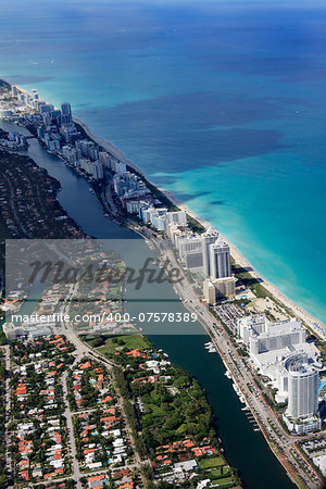 Miami coastline seen from high altitude