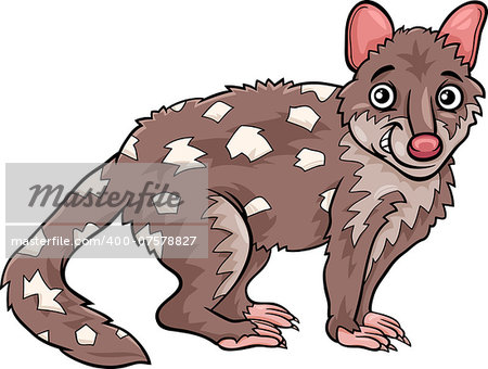 Cartoon Illustration of Cute Tiger Quoll Animal