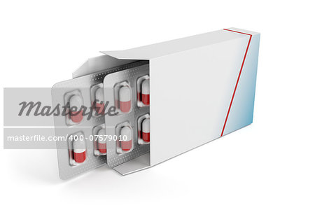 Pills in blister packs in box
