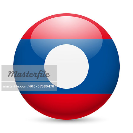 Flag of Laos as round glossy icon. Button with Laotian flag