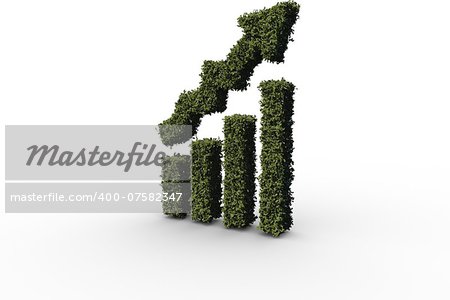 Bar chart made of leaves on white background