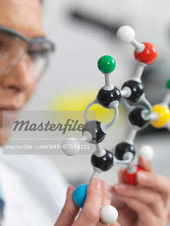 Close up of scientist viewing a molecular structure in a laboratory