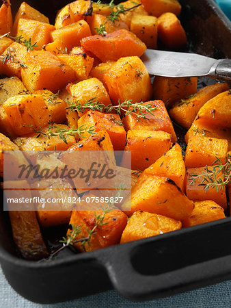 Butternut squash chunks baked with thyme