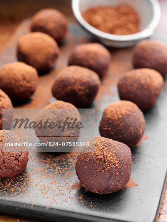 Chocolate truffles dusted with cocoa powder