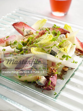Pear endive salad with Gorgonzola cheese and walnuts