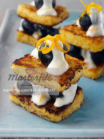 Baby French toast with creamy blueberry stuffing
