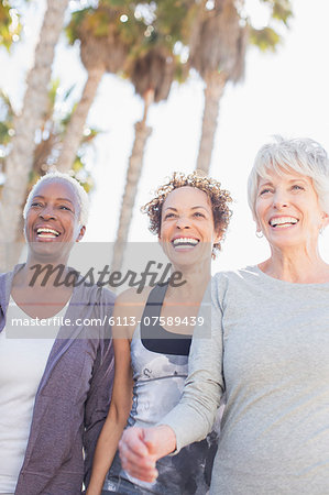 Senior women power walking outdoors