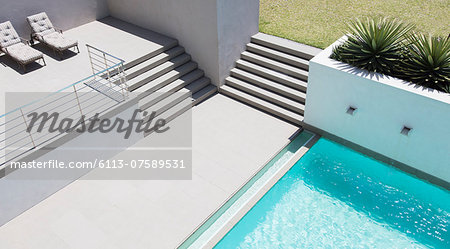 Modern patio with swimming pool