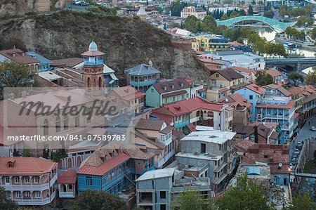 View of Old town and Narikala Fortress, Tbilisi, Georgia, Caucasus, Central Asia, Asia
