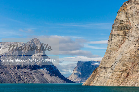 Snow-capped peaks and glaciers in Icy Arm, Baffin Island, Nunavut, Canada, North America