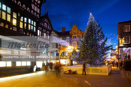 East Gate Street at Christmas, Chester, Cheshire, England, United Kingdom, Europe